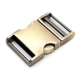 CRAFTMEMORE 1 inch Metal Curved Side Release Buckle Adjustable Clip Lock for Belt Backpacks Dog Collar 2 Pack (Brushed Brass)