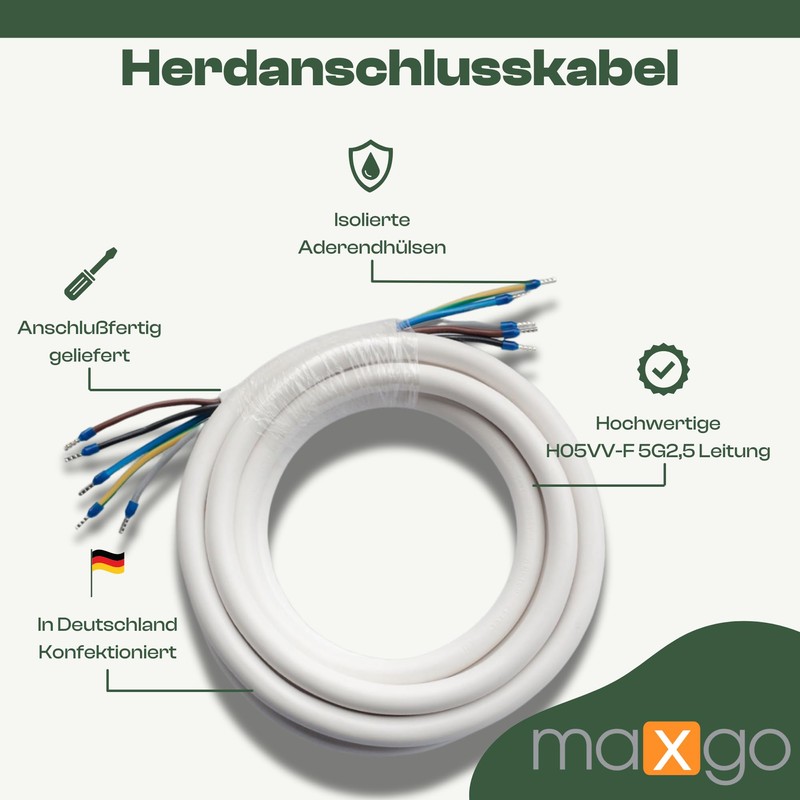 maxgo Hob Connection Cable 1.5 m H05VV-F 5 x 2.5