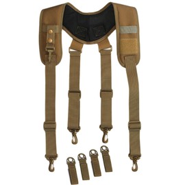 MELOTOUGH Tactical suspenders Duty Belt Harness Padded Adjustable Tool Belt Suspenders with Key Chin and Patch (Coyote Brown)