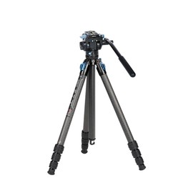 SIRUI ST-124+VA-5 Carbon Fiber Tripod with Fluid Video Head, Triangular Centre Column, Waterproof,4 Sections, 62.2inch, Load 6.61lbs