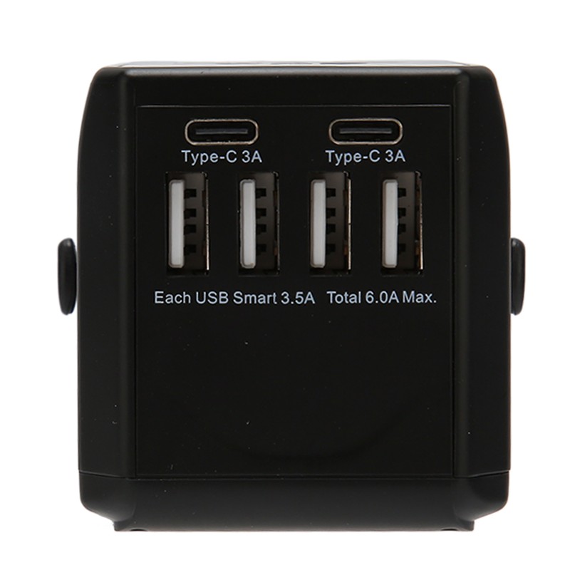 8A Universal Travel Adapter 2 USB C 4 USB A