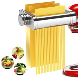 3IN1 Pasta Maker Attachment for All KitchenAid Mixers, Kitchen aid Pasta Attachment Includes Pasta Sheet Roller, Spaghetti Cutter & Fettuccine Cutter, with Cleaning Brush