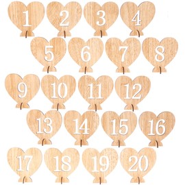 LUOEM Wedding Table Numbers Heart Shape 1-20 Wedding Birthday Engagement Table Decoration Pack of 20