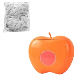 VGAZE Plastic Wrap Storage Box, Punch-Free Extractable Storage for Fresh Multi-Functional Dispenser, Apple Shaped Wall-Mounted Plastic Wrap Storage Box dispenser with 100 Crisper Wraps (A)