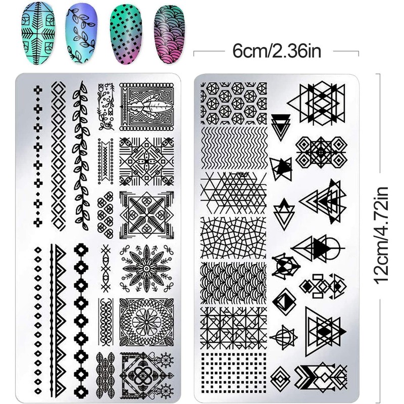 PHOGARY Manicure Stamp Stencils 8 Model Nail Art Stencil Stamping