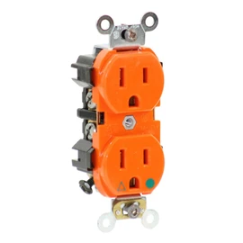 Leviton K13-05262-0IG Kit Receptáculo Dúplex Grado Industrial Tierra Aislada 15A 125V 2P3H Alambrado Lateral y Posterior, con Placa Nylon, Naranja, pack of/paquete de 1