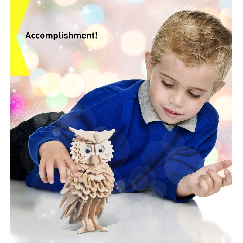 Puzzled 3D Puzzle Owl Wood Craft Construction Model Kit, Fun