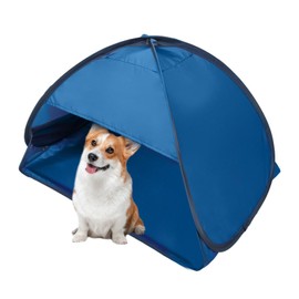 URROMA 1pcs Pop Up Dog Cat Camping Tent, Blue Outdoor Play Tent House Portable Sun Shelter Pet Tent for Dogs Cats Puppy Kitty Other Small Animals, L