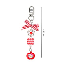 Y2K Key Ring, Bow Flower Keychain, Fashion Pendant, Cute Bag Charms, Vintage Aesthetic Accessories, Gift for Women, Red