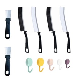 4PCS Hard Bristle Crevice Cleaning Brush with 2 Scraper & 5 Hooks, Gap Cleaning Brush, Multifunctional Cleaning Brushes for Household Use, Bathroom, Tile, Kitchen,Tub, Sink, Shutter Door Window
