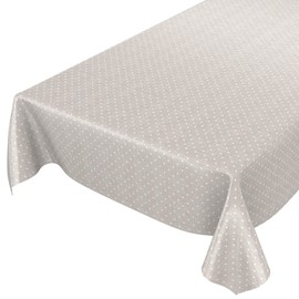ANRO Oilcloth Tablecloth Oilcloth Tablecloth Polka Dots Plain Beige 220 x 140 cm
