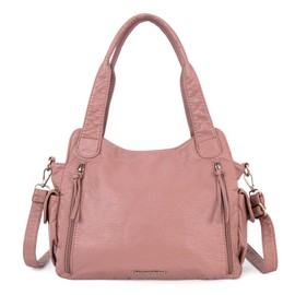 Montana West Pink Handbags Womens Purses Soft Washed Leather Shoulder Hobo Tote Ladies Crossbody Bag MWC-019PK