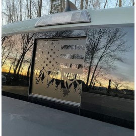 Xinghe Mountain Forest American Flag Decal, Matte Black for Chevy Silverado GMC Sierra 2019-2023 Rear Middle Window