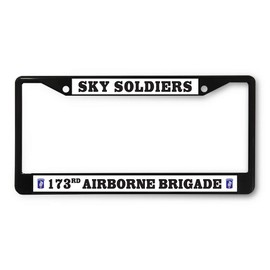 Sign Destination Metal License Plate Frame Sky Soldiers 173Rd Airborne Brigade Car Auto Tag Holder Black 2 Holes Set of 2