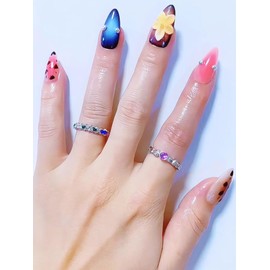 CAMILCY Press on Nails Handmade Nails Luxury Reusable Fake Nails For Girls Short Almond Armor Black Pink HandPainted Salon Loveful Design Acrylic Gel UV Finished For Women 3D Nails 10PCS (A146, M)