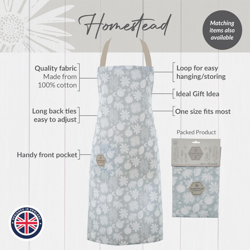 Cooksmart British Designed Kitchen Aprons For Women | 100% Cotton