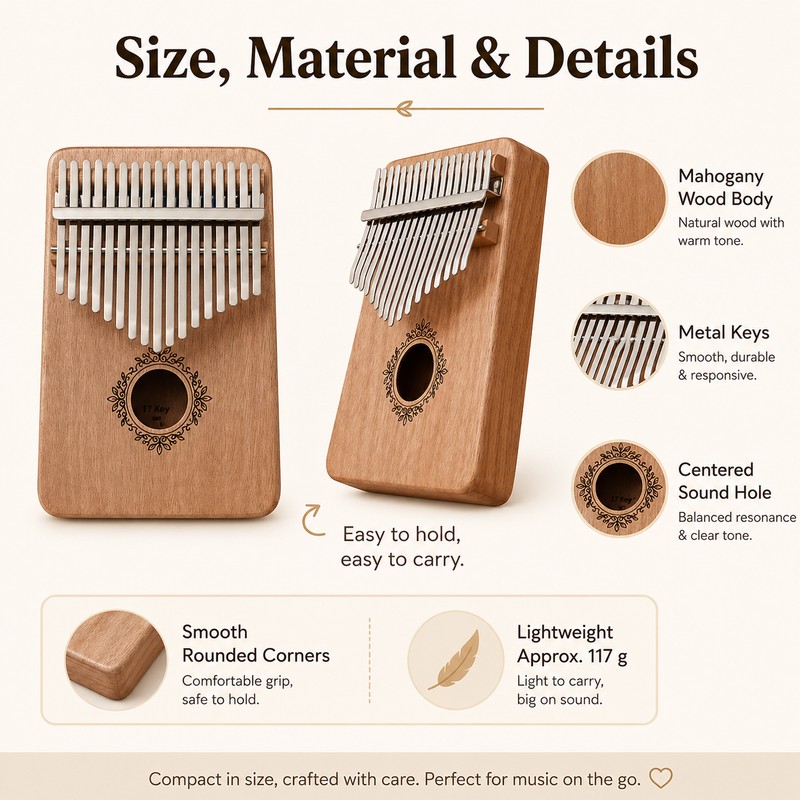 21-Key Kalimba Thumb Piano for Beginners – Portable Wood Finger