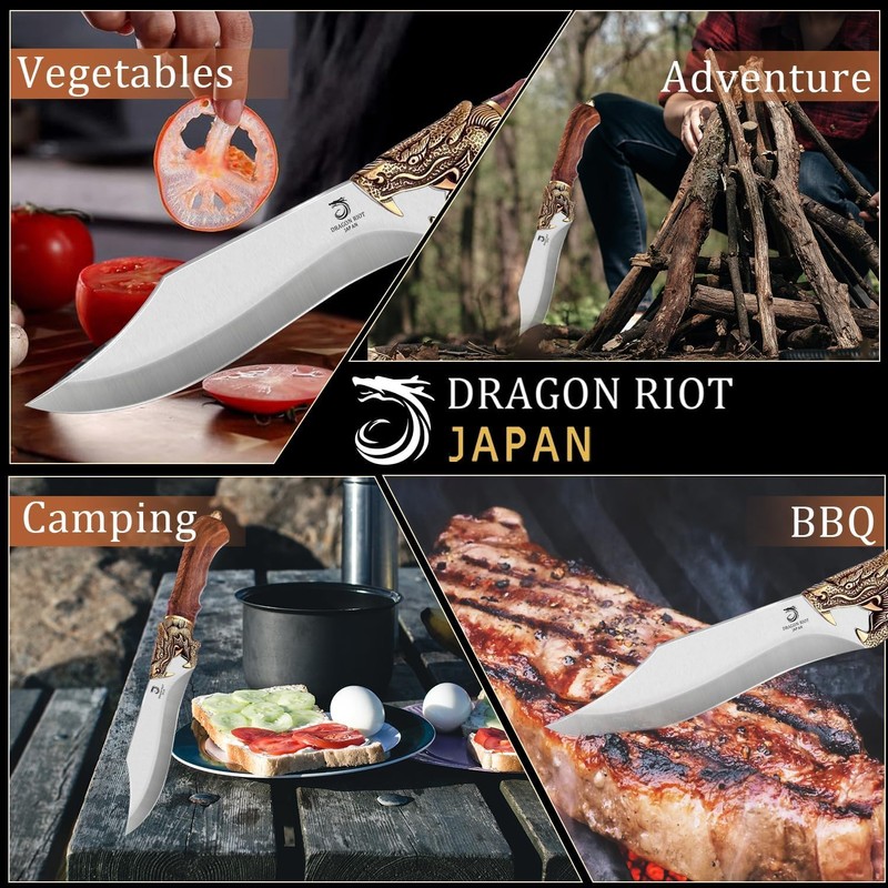 DRAGON RIOT Razor Sharp Chef Knife for Cooking, Hand Forged