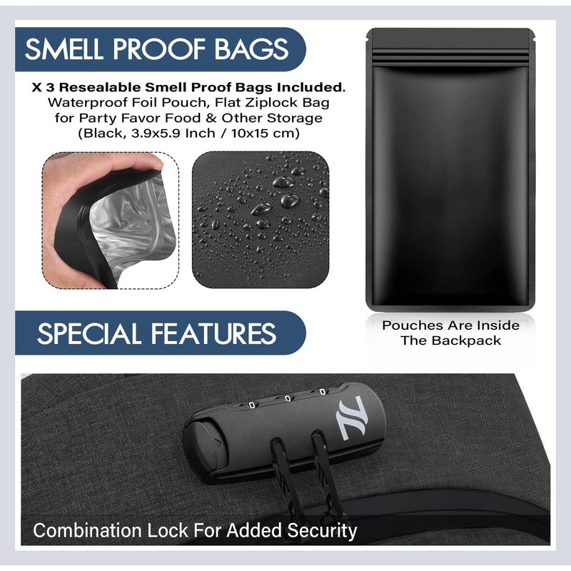 INNOSCENT Mini Smell Proof Backpack With Lock For Men/Women USB