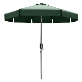 MASTERCANOPY Valance Patio Umbrella OutdoorMarket Table Umbrella with Ruffles, 8 Sturdy Ribs (7.5ft, Forest Green)