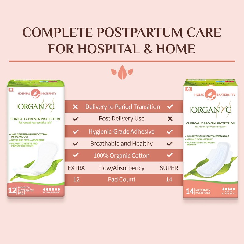 ORGANYC - Postpartum Pads Large Comfortable Medium Flow Day Pads