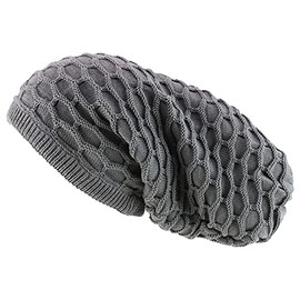 Armycrew Rasta Dreadlock Reggae 100% Cotton Deep Crown Long Beanie Hat - Light Grey