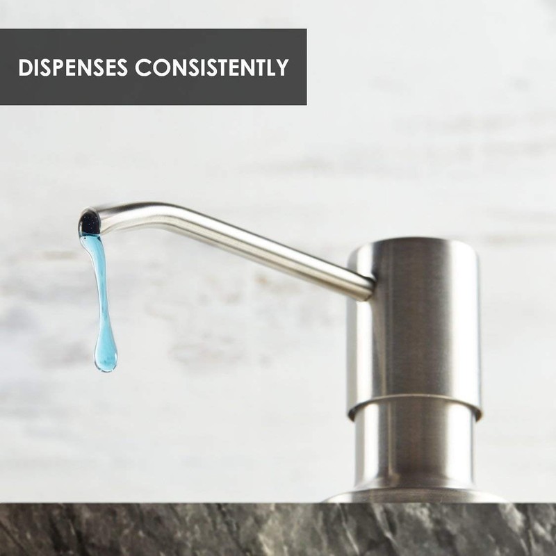 Soap Dispenser for Kitchen Sink (Brushed Nickel), Fit 1-to-1.25-inch Hole,