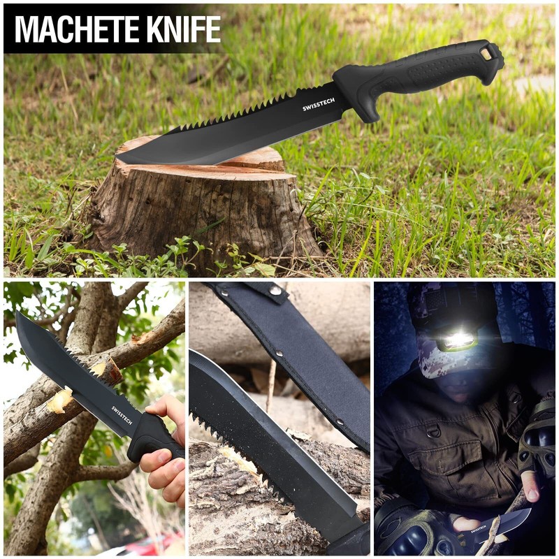 Swiss+Tech 8Pack Hatchet and Machete Axe Fixed Blade Hunting Knife