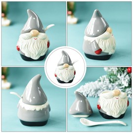DOITOOL Gnome Cookie Jar Ceramic Christmas Candy Cookie Jar with Air Tight Lid Holiday Decorative Jars for Christmas Party Home Gnomes Decorations