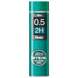 Pentel Ain Stein Refill Leads 0.5 mm Grade 2H (Pack of 12 Tubes), Grey
