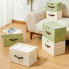 VinneGenzz 4 Pack Storage Bins with Zipper Lid Cotton Linen