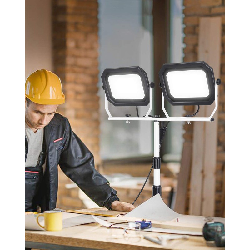 UFOND 20000 Lumen Work Lights with Stand, 200W Dual Head
