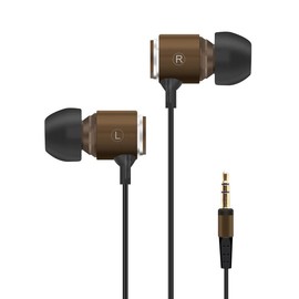 WMSZMSM Headphones with Extra Long Cord Extra Earbuds for PC TV Ear Listening Earbuds Without Microphone Plug in Headphones Ear Buds Headphones for Computer with No Mic Earphones Brown 10FT