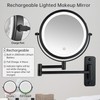 JANEEVA 8" Wall Mounted Lighted Makeup Mirror,Rechargeable Double Sided 1X/10X