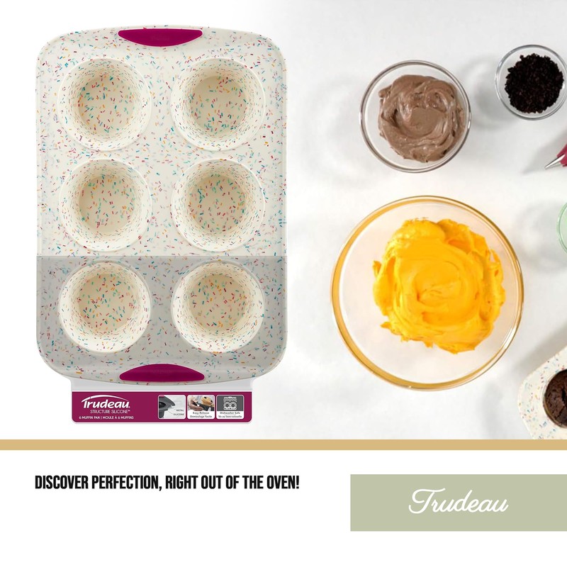 Trudeau Structure White Confetti 6-Cup Jumbo Muffin Pan – Premium