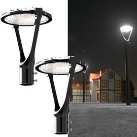 Lightdot LED Post Top Lights 150W Circular Area Light 22500Lm 5000K LED Parking Lot Light with Photocell, Outdoor Pole Lights Fixture for Garden Yard Street Lighting - 2 Pack