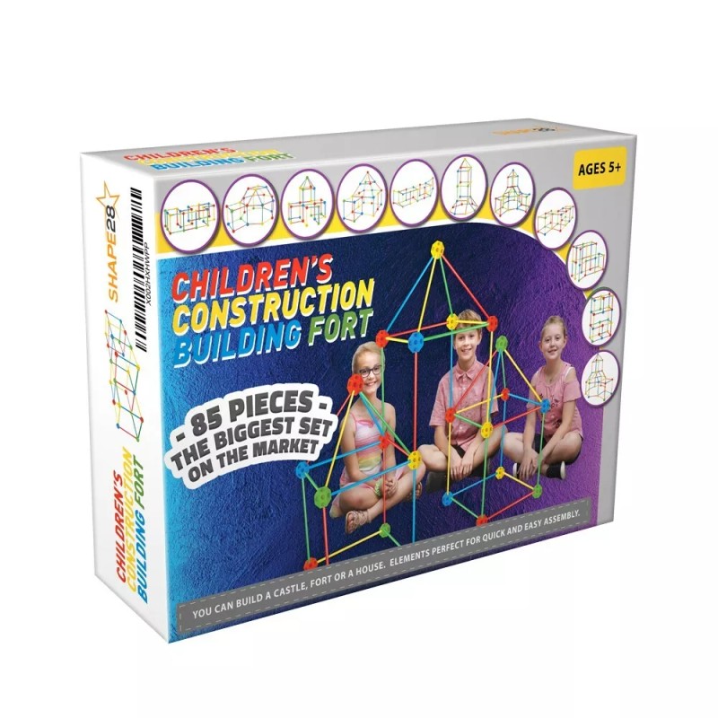 Shape28 Construction Fort Building Kit - 85 Pieces with Storage