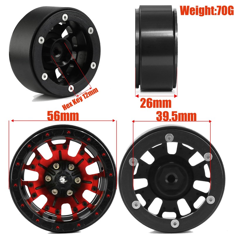 1.9 Beadlock wheels aluminium alloy，1.9 wheels Three color and style