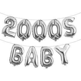 2000s Baby Party Decor Y2K Early 2000s Party Backdrop Banner Y2k Pink Party Backdrop Foil Balloons Y2k Balloons Birthday Party Decor Supplies (2000S BABY Silver)