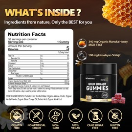 WindBoss. Pure Himalayan Gold Shilajit Gummies with Manuka Honey for Men & Women | Organic Blood Orange Oil Flavor | 85+ Trace Minerals & Fulvic Acid for Focus & Energy Healthy Gummies -30 Count