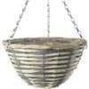 Fyne-Finds 30cm, 12Inch Natural Grey Cream Wicker Hanging Deco Basket Lined Willow Planter