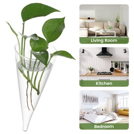 Yardwe Hanging Vase Clear Wall Planter Succulent Pot for Home Decor Bedroom Living Room Office