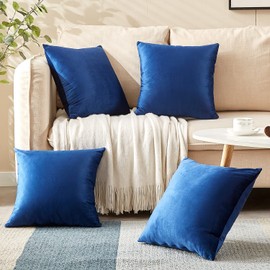 Yonous Cushion Covers, Soft Premium Velvet Decorative Throw Pillow for Sofa Bed Couch Chair, Set of 4, Navy Blue, 16x16 inch / 40 x 40 cm