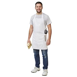 Fit For The Job Soft Cotton White Painters & Decorators Apron, Artist Apron, Craft Apron with Large Storage Pocket, Chest Pocket, Tool Loop, Halter Ties for Easy Fastening, One Size