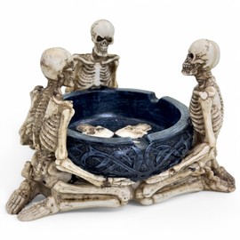 MIJOMA Gothic Ashtray - Skeleton Round with Celtic Patterns - Decorative Polyresin Ashtray - 11 cm Diameter, 8 cm Height - Scary Skull Decoration for Horror & Fantasy Fans