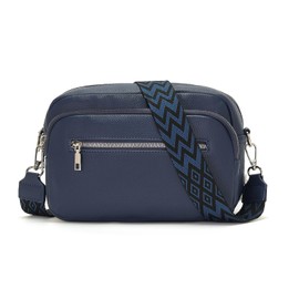 RQJZ 26x18cm Small Crossbody Bag for Women with Wide Strap – Stylish Leather Shoulder Bag – Adjustable Handbag for Everyday & Travel Pageant Blue