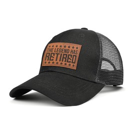 xuujdoppwul Retired Hats for Men Women,The Legend Has Retired Trucker Hat Retirement Gifts Mesh Leather Baseball Cap Adjustable Size