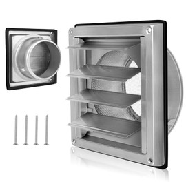 LALAGO Lüftungsgitter 150mm mit Insektenschutzgitter, 304 Edelstahl Rückstauklappe Wetterschutzgitter, Belüftungsgitter Ø150mm für VMC Rohr und Ummantelung