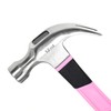FASTPRO Pink Hammer, Fiberglass Curved Claw Hammer with Comfort Grip