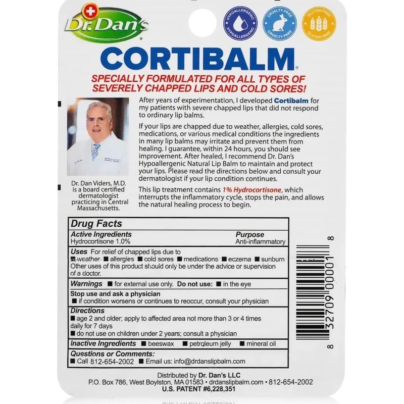 Dr. Dan's Cortibalm-5 Pack- for Dry Cracked Lips- Healing Lip